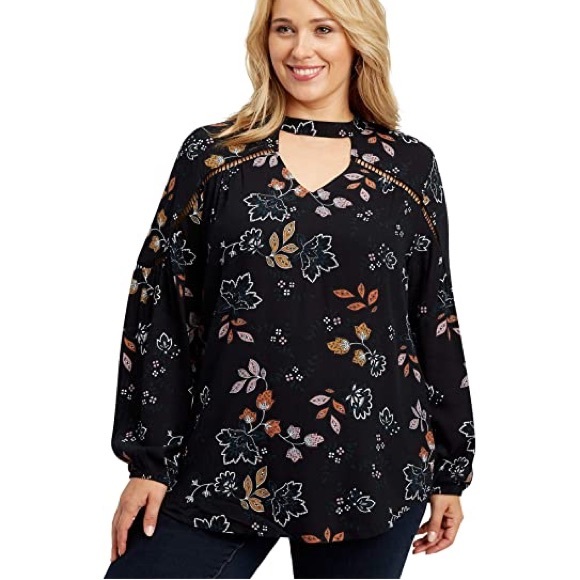 Maurice’s size 4 black floral top - Picture 1 of 3